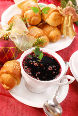 red borscht and yeast pastries for christmas