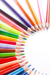Color pencils on white background