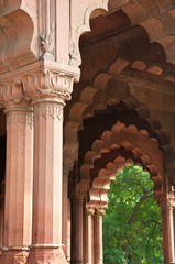 Traditional Indian Architecture at the Red Fort in Delhi, India.