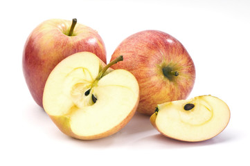 group of sliced and  whole  apples