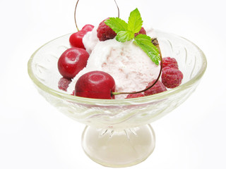 cherry ice-cream with raspberry