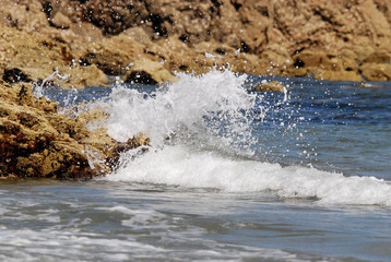 splash sea wave crashing on a rock