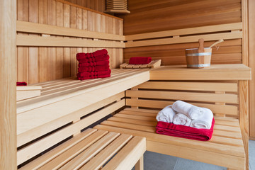 Fototapeta na wymiar Wnętrze sauny drewna