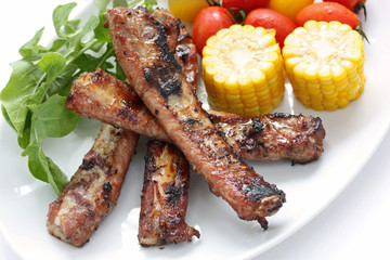 Pork spare ribs on a plate