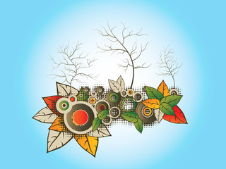 tree illustration with flora graphic