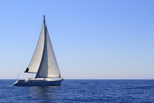 Fototapeta beautiful sailboat sailing sails blue Mediterranean
