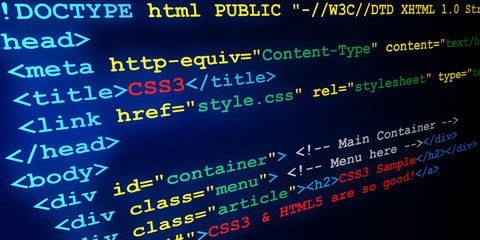HTML & CSS tags - obrazy, fototapety, plakaty