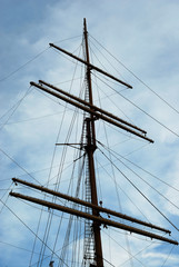 A vintage tall ship resting at the pier