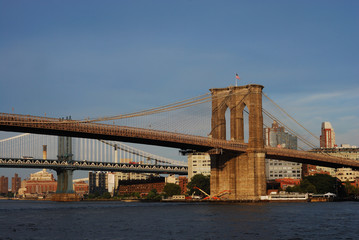 Fototapeta na wymiar Brooklyn Bridge in New York City under blue sky
