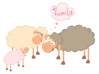 cartoon smiling sheeps in love