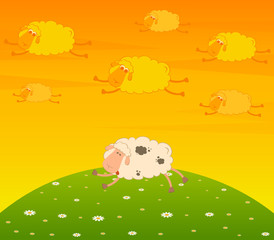 cartoon flying sheep dream an asleep sheep