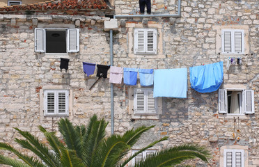 Fototapeta na wymiar Drying clothes in Split