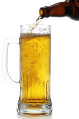 beer bottle and mug