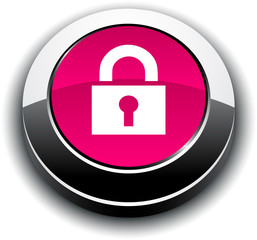 Padlock 3d round button.