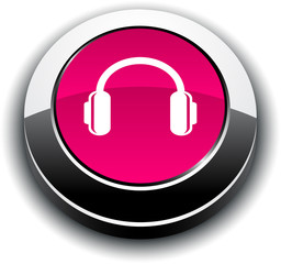 headphones 3d round button.