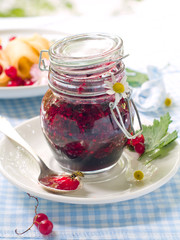 Currant jam in jam-jar