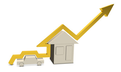 Gold Bar graph showing the growth of human welfare