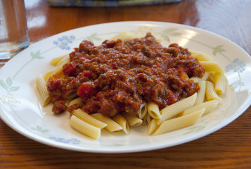 Rotini Noodles with Meat Sauce