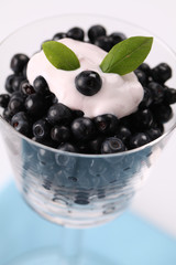 Blueberries with sour cream