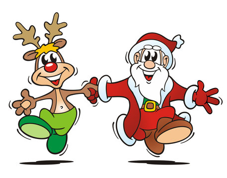 Santa and Reindeer Dancing