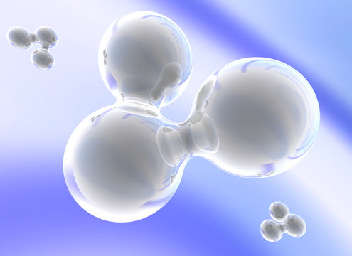 gray glass reflective spheres on blue background