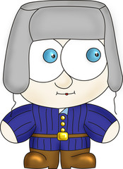Cartoon man in a fur cap