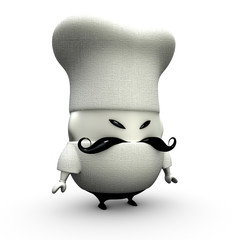 little 3d cartoon cook chef on a white background