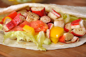 Surimi kebab with vegetable