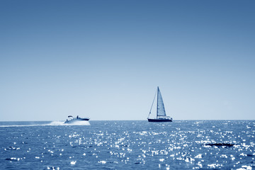 Sail boat on open sea