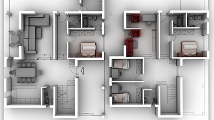 appartment render  top view