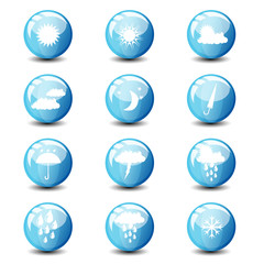 weather blue glossy icon set