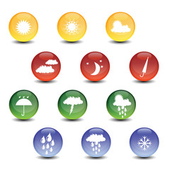 weather color glossy icon set