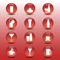 restaurant red icon collection vector set