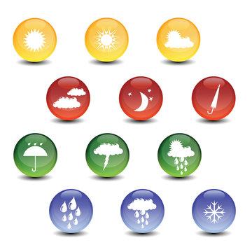 weather color glossy icon set