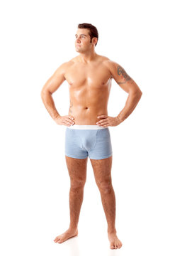 Man in Blue Underwear