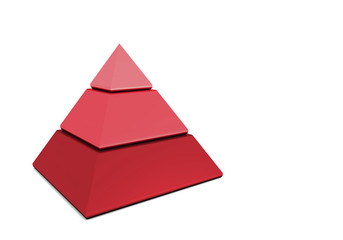 Business Pyramide in drei Teilen - Rot