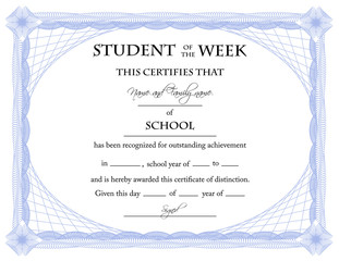 Student of the Week Certificate