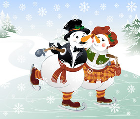 Snowman with his wife