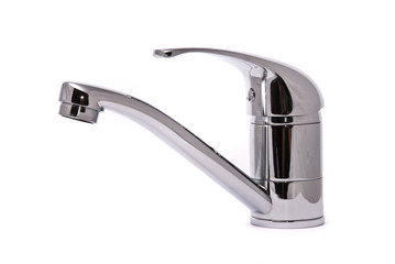 Modern mixer tap isolated on a white background