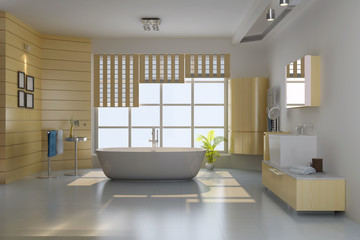 3d render interior of modern bathroom
