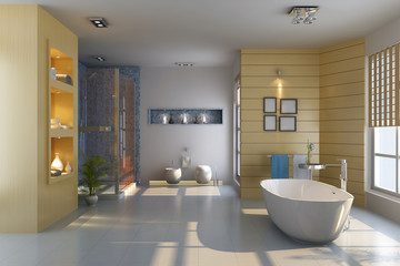 Fototapeta na wymiar 3d render interior of modern bathroom