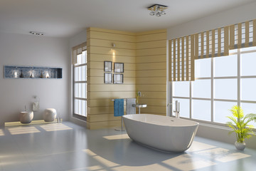 Obraz na płótnie Canvas 3d render interior of modern bathroom