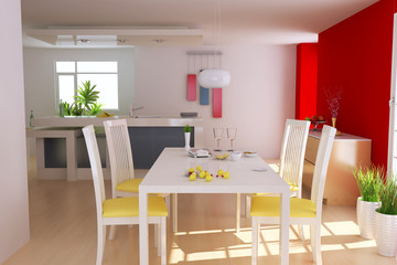 3d render modern dining room