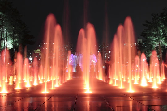 Beautiful  fountains at night