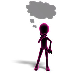 3d male icon toon character is thinking something. 3D rendering