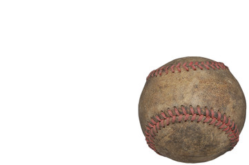 Old Worn Out Baseball Isolated on White