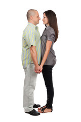 Young attractive couple isolated on white