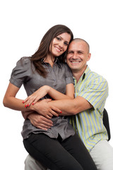 Young attractive couple isolated on white