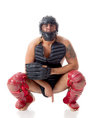 Naklejka premium Nude Baseball Catcher