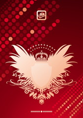 Vector glittering background and heraldic coat of arms